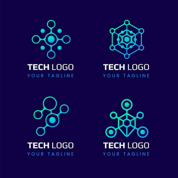 Modern technology logo set design with gradient style