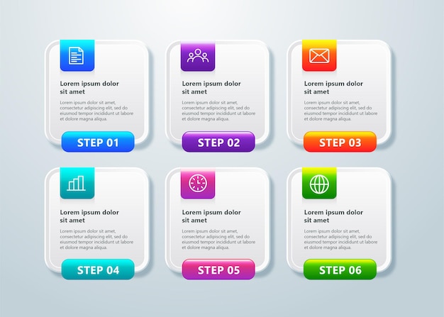 Modern template business infographic with 6 steps