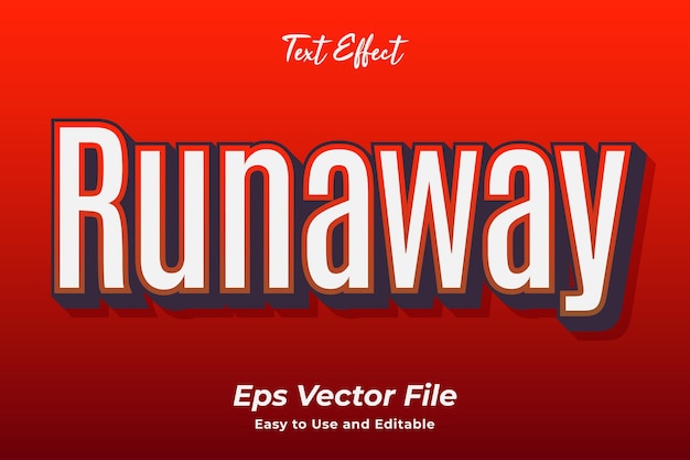 Modern text effect Runaway Editable and easy to use Premium vector