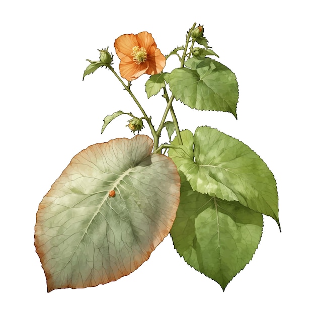 Modern Thompsonii Abutilon pictum Thompsonii Old Engraved Vector Flower