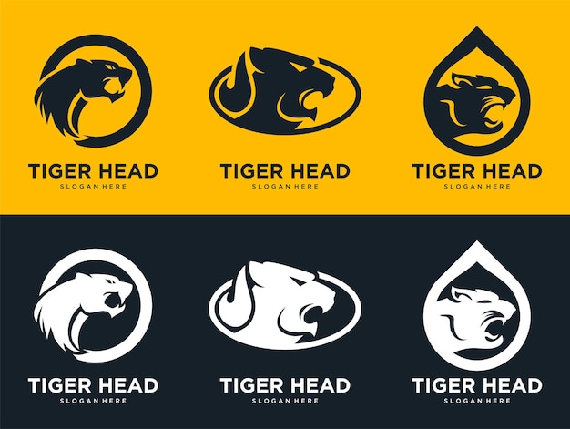 Modern tiger head silhouette logo design