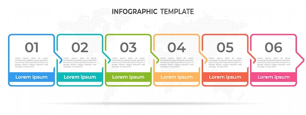 Modern timeline infographic template 6 options.