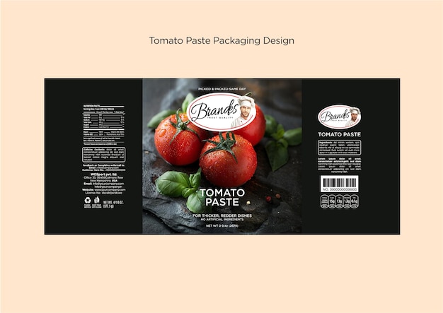 Modern Tomato Paste Label Design in Editable EPS