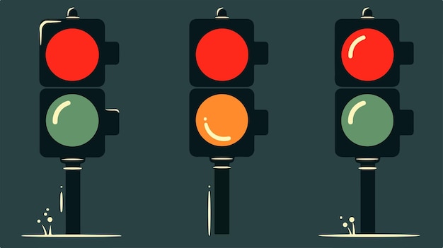 Vector modern traffic light icons with green and red lights