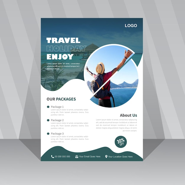 Vector modern travel agency flyer template design