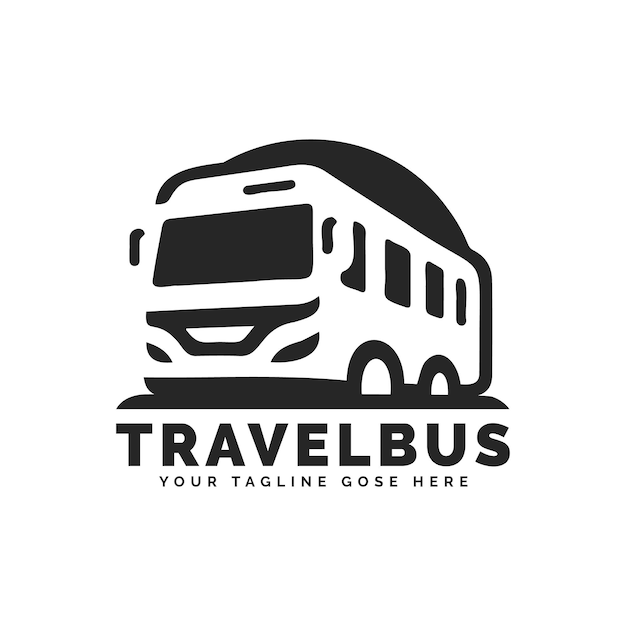 Modern Travel Bus Logo Design in Monochrome for Transportation Services