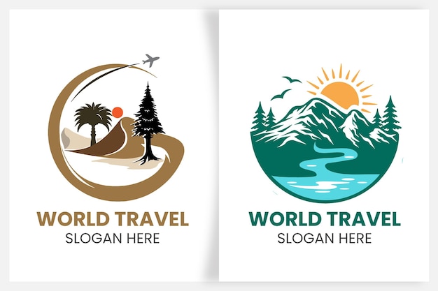 Vector modern travel logo design set illustration