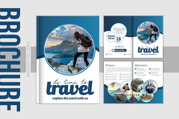 Vector modern travel tour flyer design template