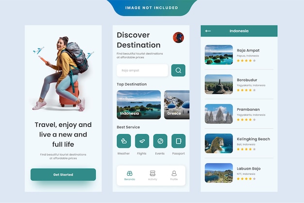 Modern traveling ui design app template vector