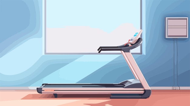 Vector modern treadmill near light wall vector illustration