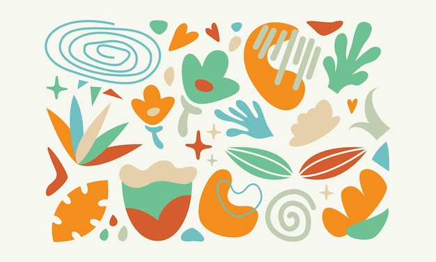 Modern trendy doodle and abstract nature icons vector illustration