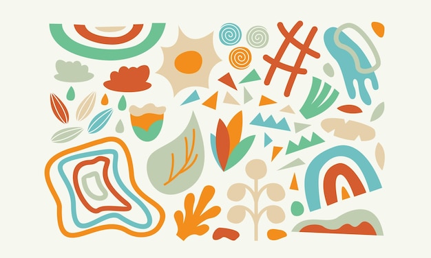 Modern trendy doodle and abstract nature icons vector illustration