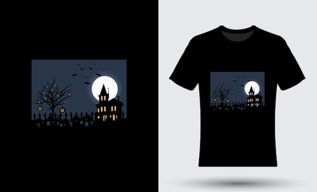 Modern trendy Halloween tshirt design with illustration