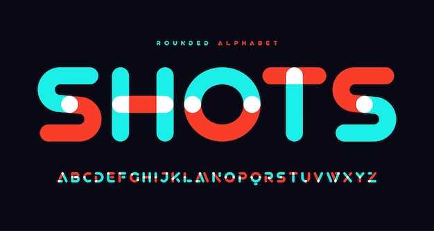 Modern trendy rounded sans serif vector alphabet, uppercase letter set