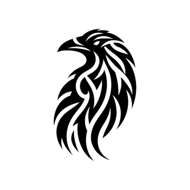 modern tribal tattoo crow abstract line art of animals minimalist contour Vector