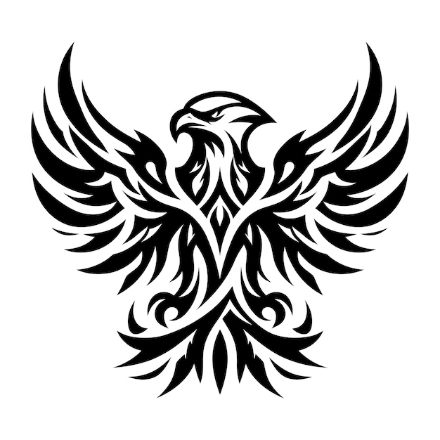 modern tribal tattoo eagle abstract line art of animals minimalist contour Vector