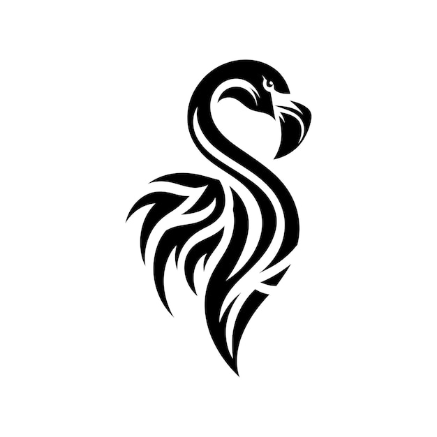 modern tribal tattoo flamingo abstract line art of animals minimalist contour Vector