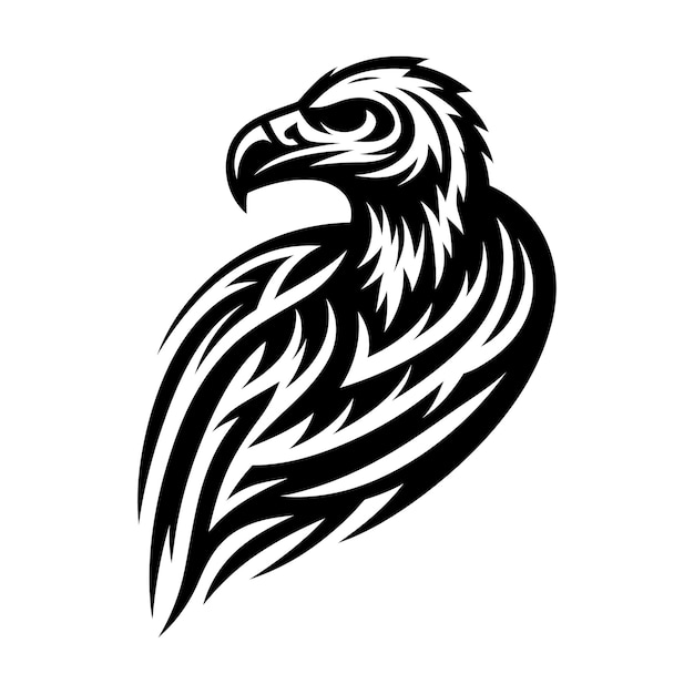 modern tribal tattoo vulture abstract line art of animals minimalist contour Vector