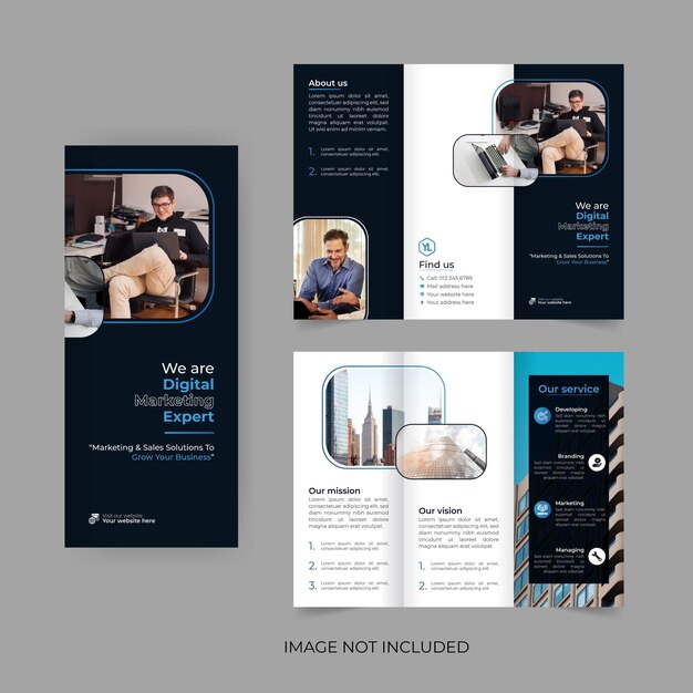 Vector modern trifold brochure design digital marketing corporate business brochure leaflet or flyer desi