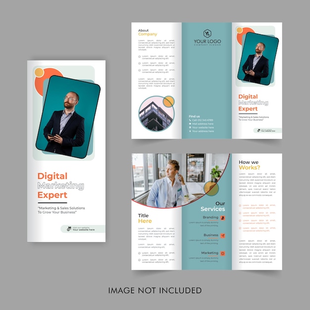 Modern trifold brochure design, digital marketing corporate business brochure, leaflet or flyer