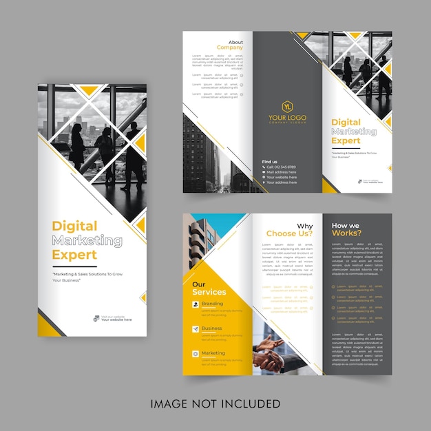 Modern trifold brochure design, digital marketing corporate business brochure, leaflet or flyer