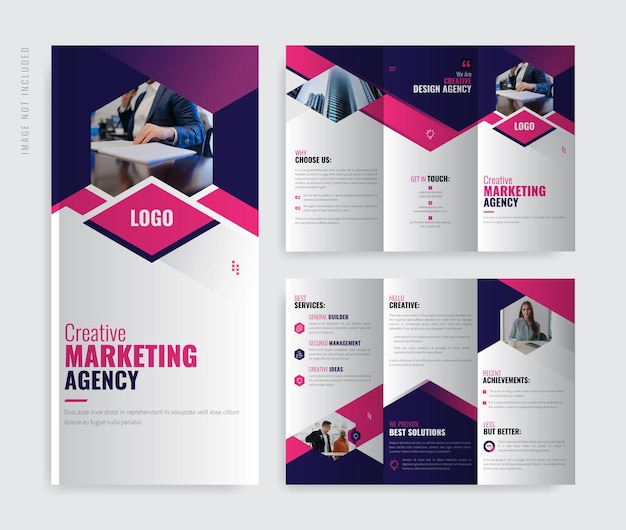 Modern Trifold Leaflet Brochure Template Design Vector