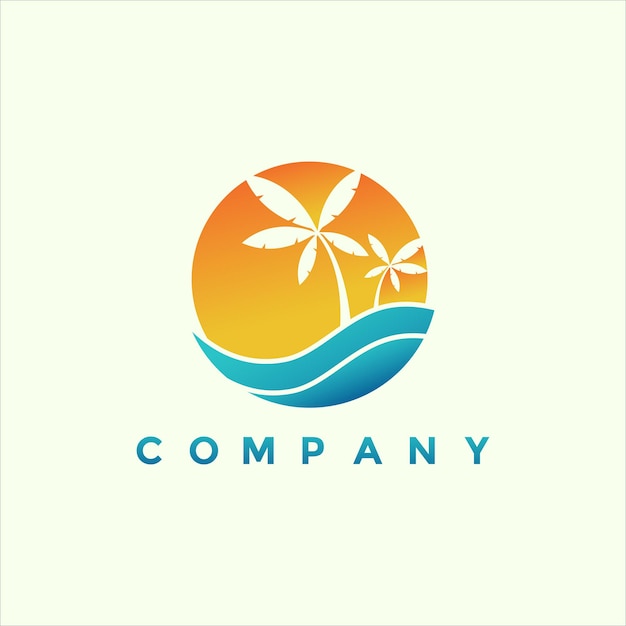 Modern tropical beach logo design illustration