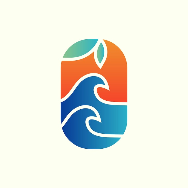 Modern tropical wave logo illustration design