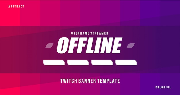 Vector modern twitch offline banner with pink purple style