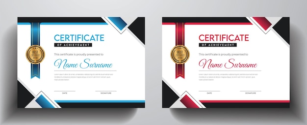 Modern and unique corporate certificate template with award badge