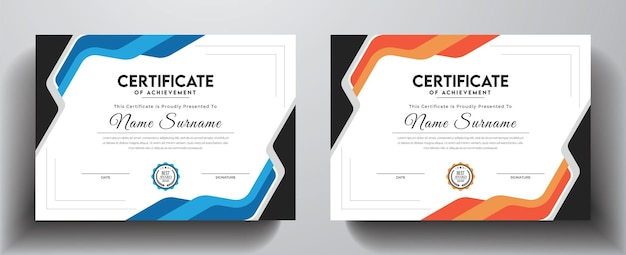 Modern and unique corporate certificate template with award badge