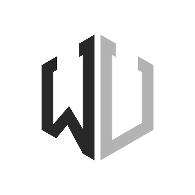 Modern Unique Hexagon Letter WU Logo Design Template Elegant initial WU Letter Logo Concept