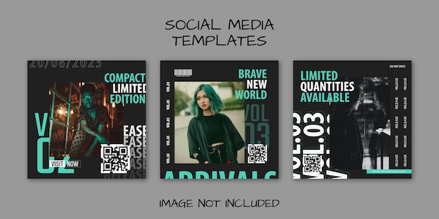 Modern urban futuristic streetwear fashion design for social media post template Editable text