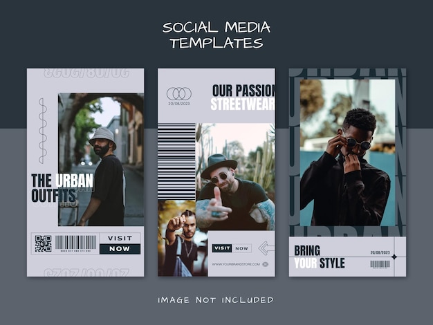 Modern urban futuristic streetwear fashion design for social media post template