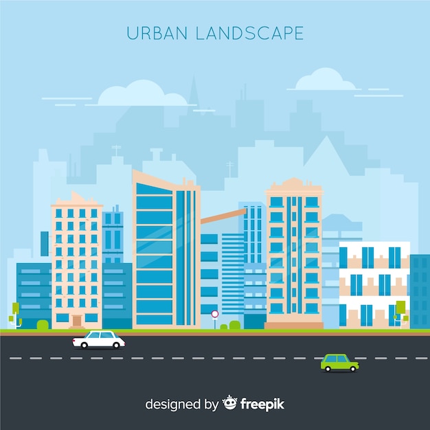 Modern urban landscape with flat design