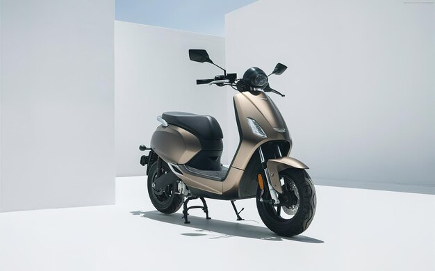 Vector modern urban white moped on a white background