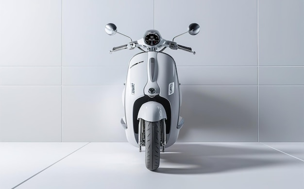 Vector modern urban white moped on a white background