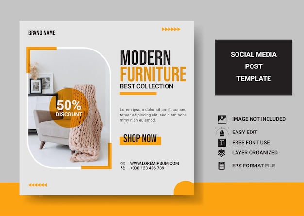 Modern urniture social media post or banner template