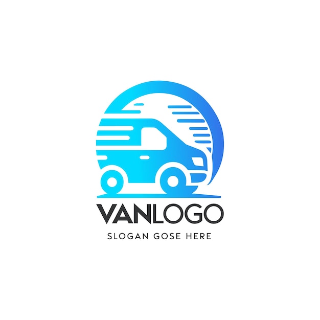 Modern Van Logo Design Emblem for Transport Business With Slogan Space