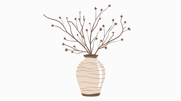 Vector modern vase with branch vector illustration