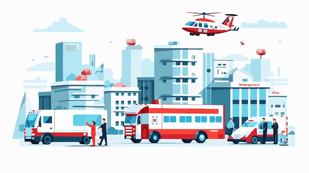 Modern Vector Cartoon Style Hospital Building Illustration