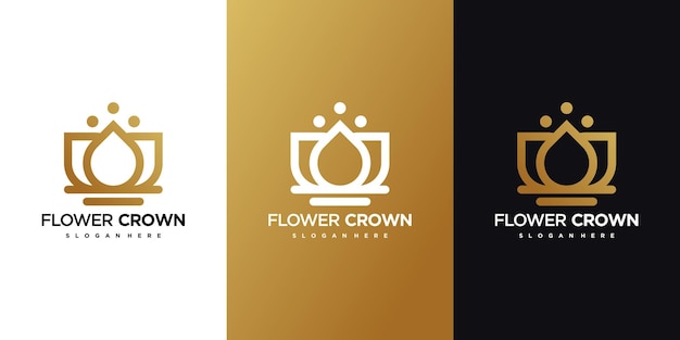 Modern vector flower crown logo design Premium Vector