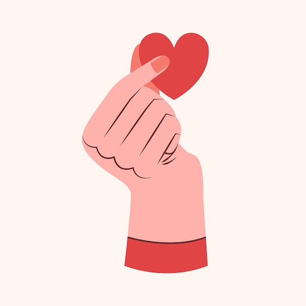 Modern vector illustration of heart in hand. Cute clipart in flat style. Volunteering, supporting.