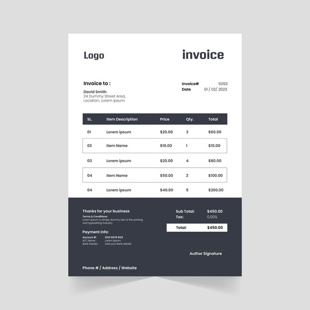 Modern Vector Invoice Design Template