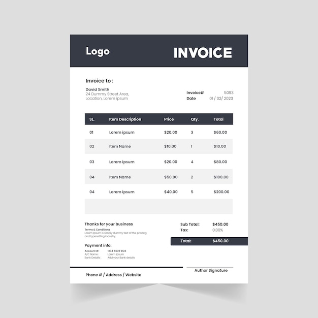 Modern Vector Invoice Design Template