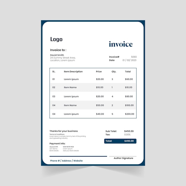 Modern Vector Invoice Design Template