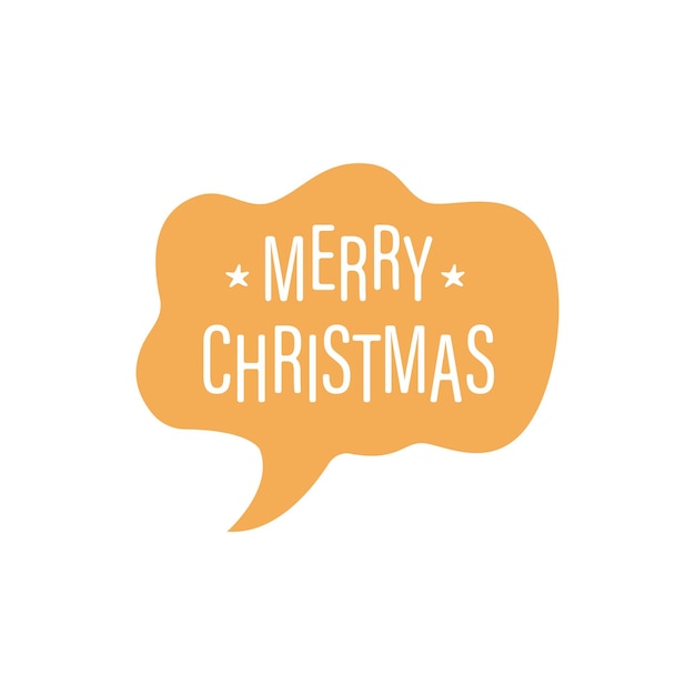 Modern vector quote Merry Christmas with speech bubble background isolated on white background