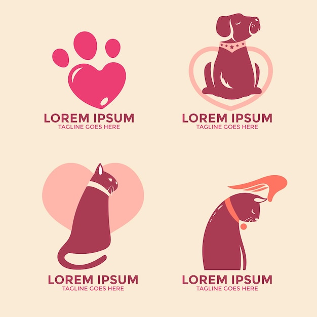 Modern Vector Set of Pet Shop Logo Design Template