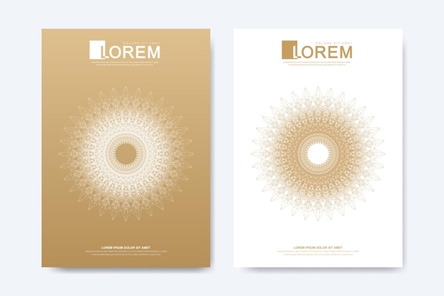 Modern vector template for brochure Leaflet flyer advert cover magazine or annual report Islamic design book layout Abstract golden presentation Arab Emirates Dubai cover templates A4 size