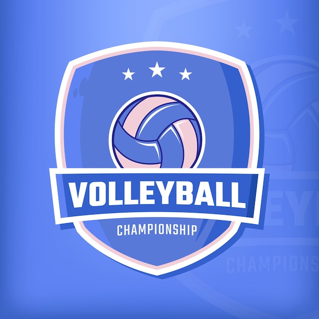 Modern vector volleyball championship logo on blue background